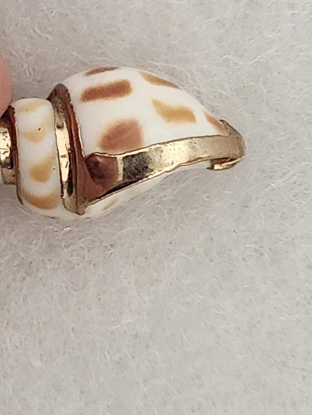 Seashell Pendant Brown & White With Gold Tone Trim & Bail - Picture 6 of 11